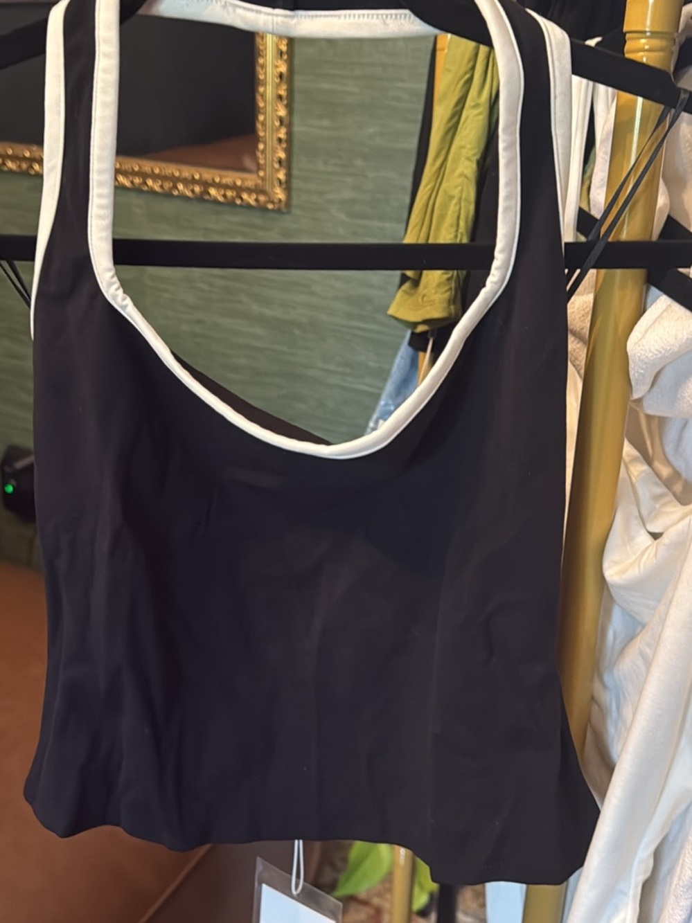 naked wardrobe Black Sports Tank Top with White Trim